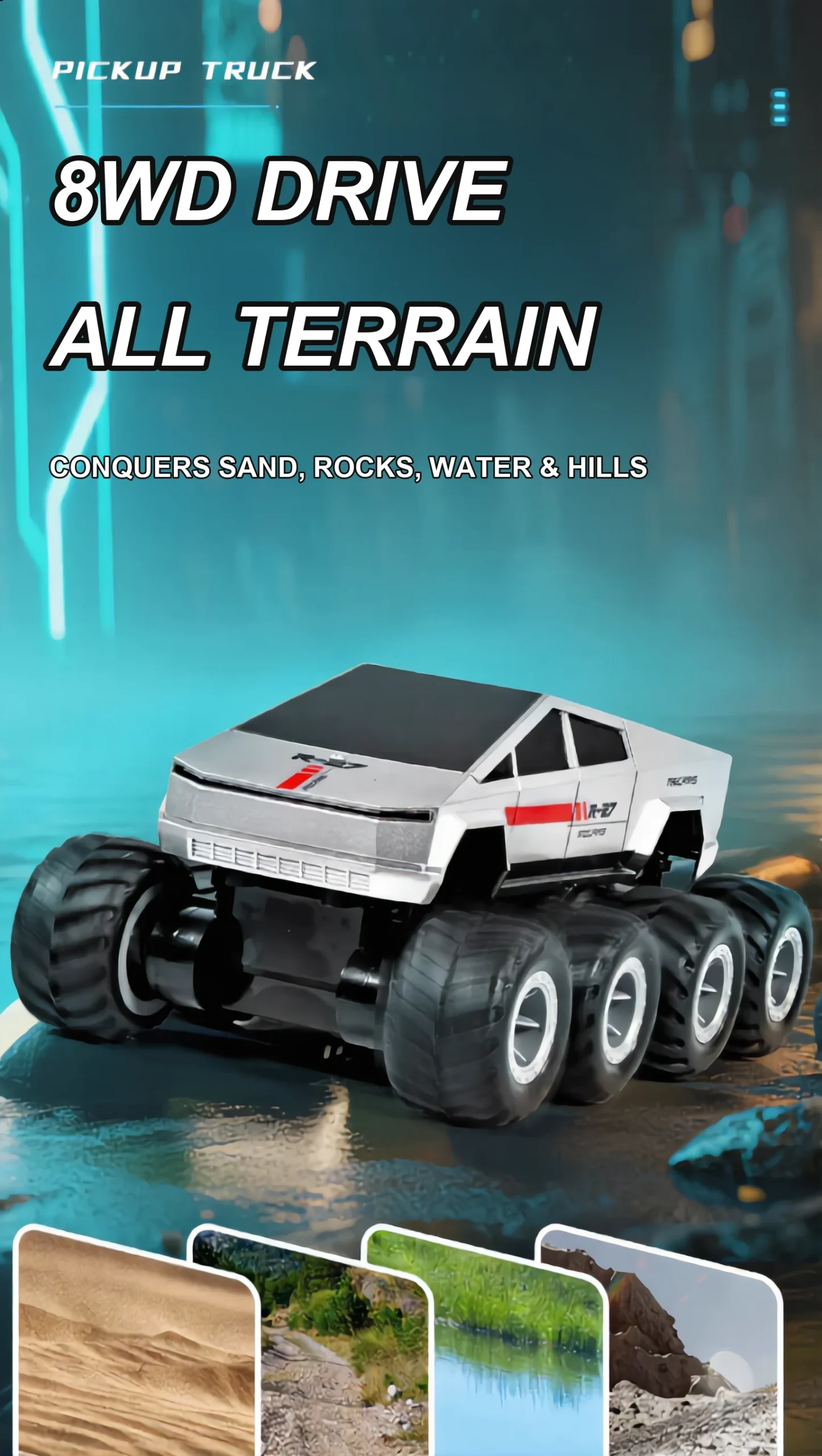 Remote control amphibious pickup truck detail 3