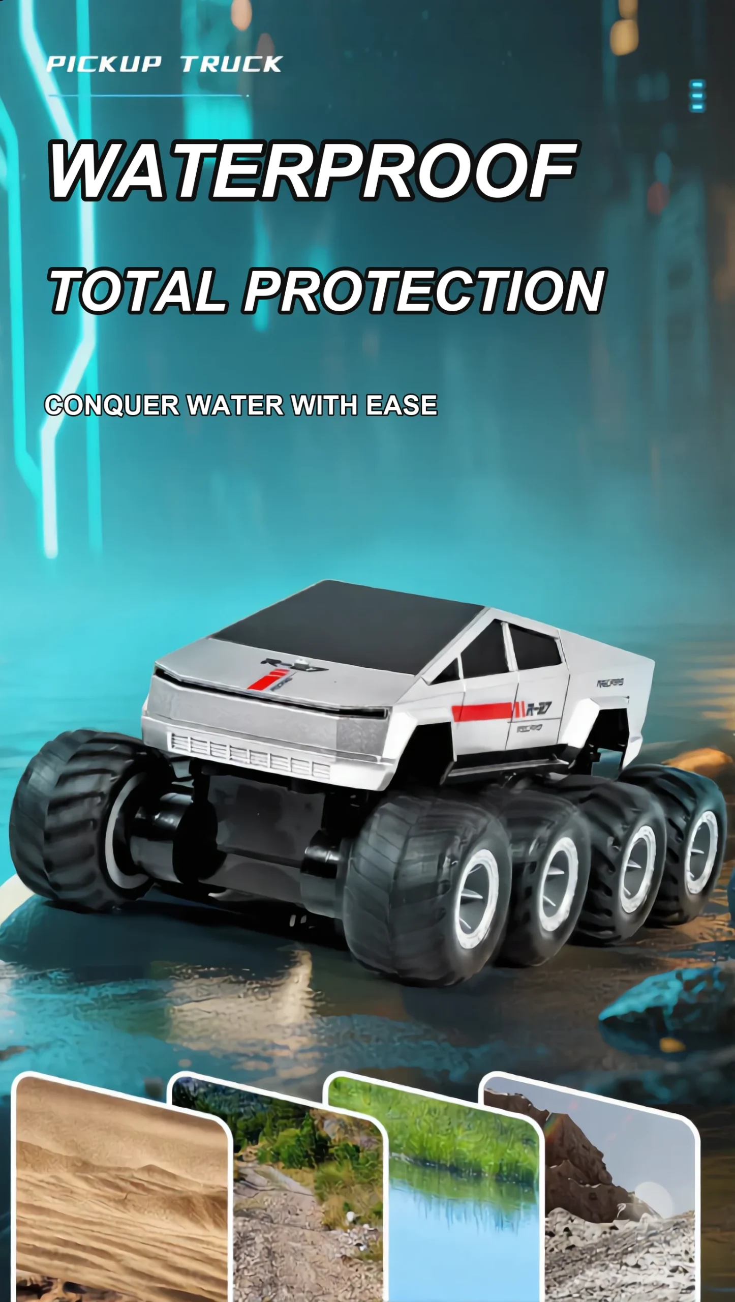 Remote control amphibious pickup truck detail 5